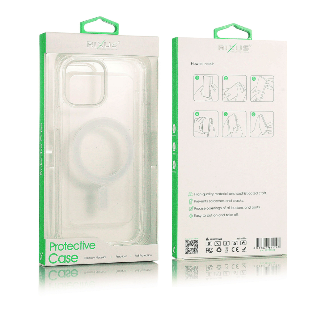 Rixus Magnetic Clear Case For Apple iPhone 14 Plus