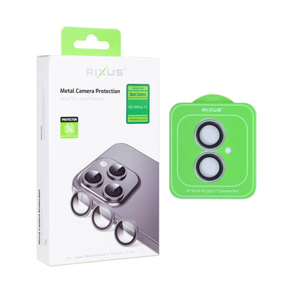 Rixus Metal Shield Camera Tempered Glass For Apple iPhone 16, 16 Plus,