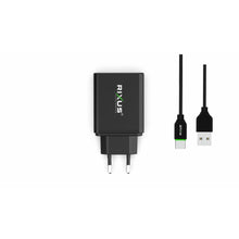 RX70B Dual USB And PD Charger With USB To USB-C Cable Black