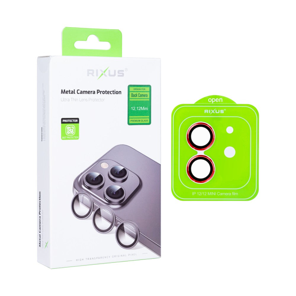 Rixus Metal Shield Camera Tempered Glass For Apple iPhone 12, 12 Mini