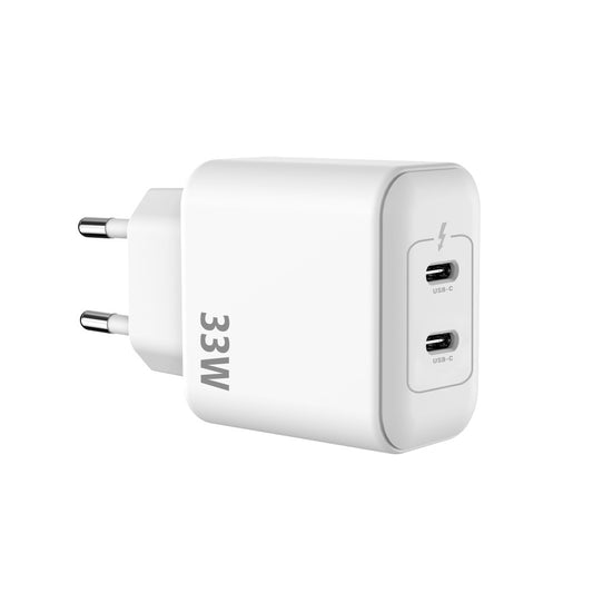 Rixus RXHC33D GaN Double USB-C Power Adapter 33W White