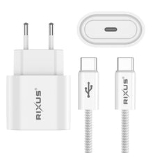Rixus RXHC30C Fast Charger USB-C To USB-C Cable 1.8m 30W White