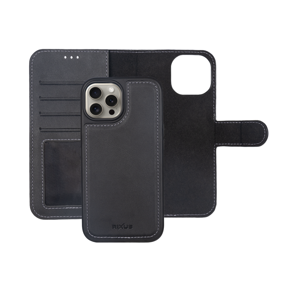 Rixus Duo Magnetic Detachable Wallet For Apple iPhone 16 Pro Max Black