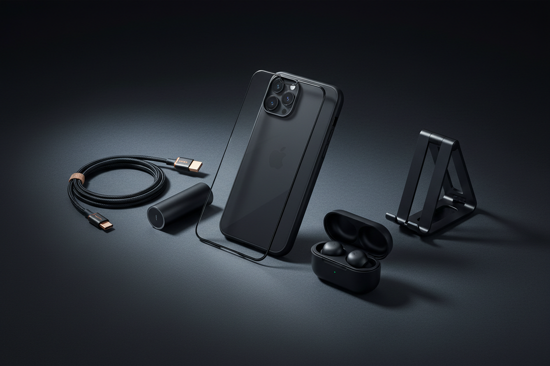 telefoon accessoirs, achtergrond beetje donkere kleur